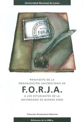Cubierta para Manifiesto de la organización universitaria de F.O.R.J.A. a los estudiantes de la Universidad de Buenos Aires 
